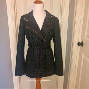 Express Asymmetrical Belted Wool Blend Coat